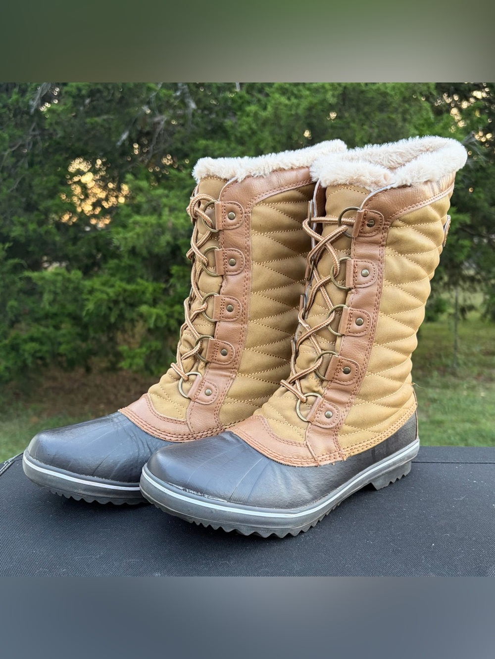 JBU by Jambu Lorna Cold-Weather Quilted Winter Duck Boots Tan Brown 9M